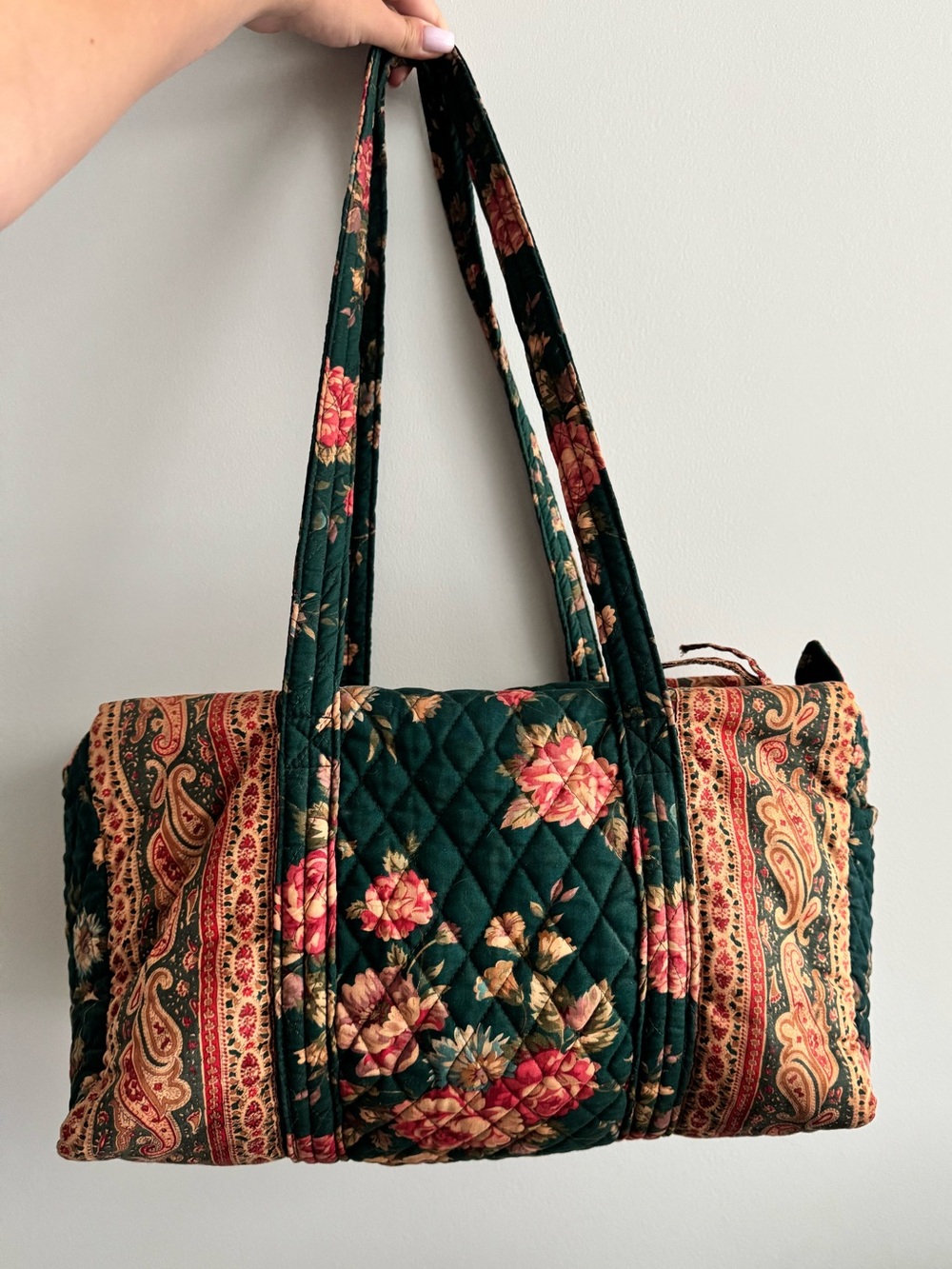 Vera Bradley Quilted Greenbriar Rare Duffle Bag Green